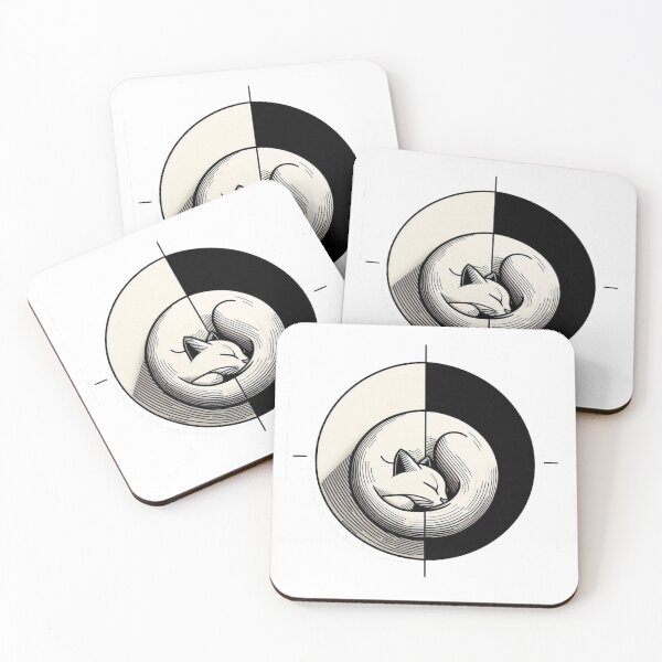 Item preview, Minimal Geometric Sleeping Cat – Balance Circle Aesthetic Design designed and sold by hela97.