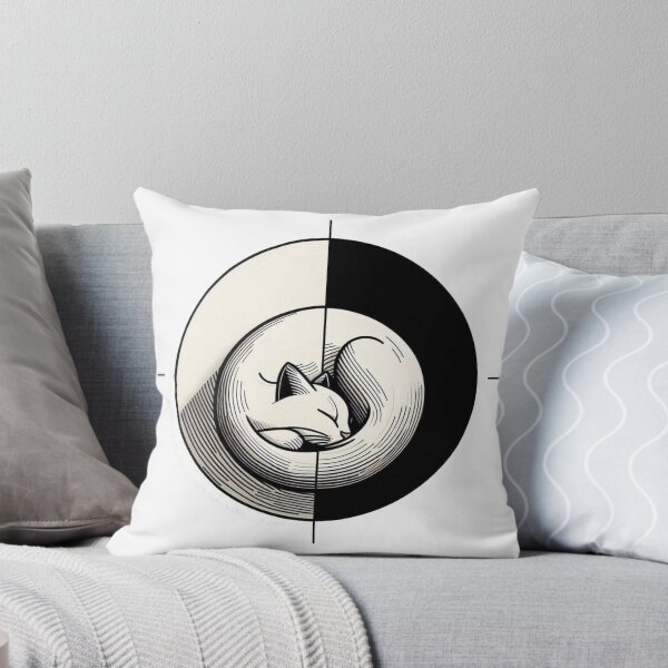 Item preview, Minimal Geometric Sleeping Cat – Balance Circle Aesthetic Design designed and sold by hela97.