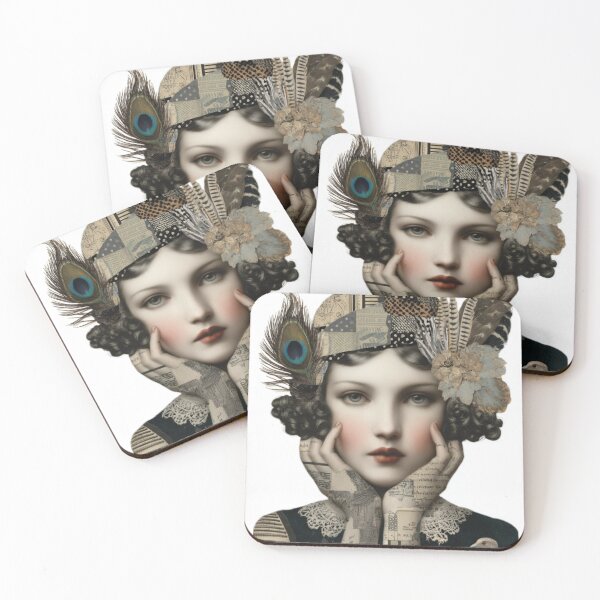 Item preview, Art Deco Bird Muse Portrait designed and sold by AngelinArts.
