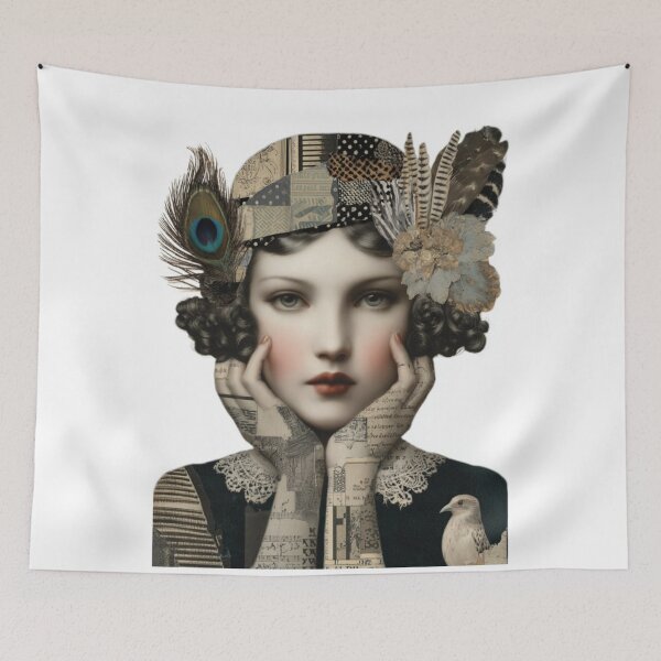 Item preview, Art Deco Bird Muse Portrait designed and sold by AngelinArts.