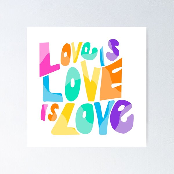 Item preview, Love Is Love Is Love rainbow retro bold block hand-lettered pride typography designed and sold by wordznart.