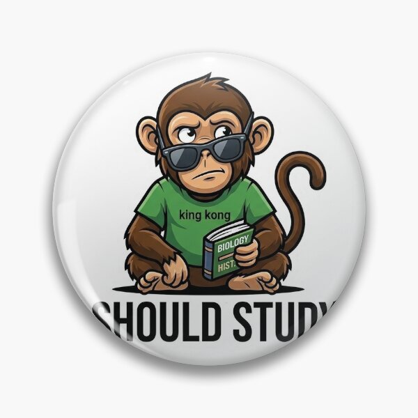 Item preview, I Should Study Monkey Sticker | Funny Student Meme | Relatable Cartoon designed and sold by Newkidshub.