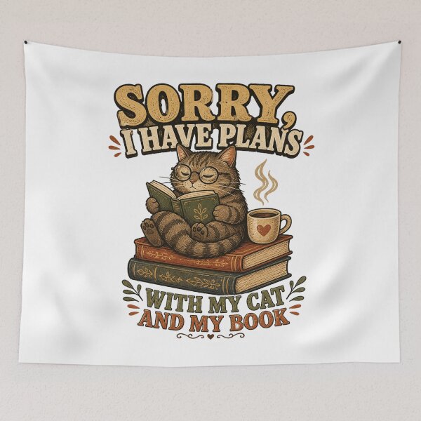 Item preview, Cat Reading Books With Coffee designed and sold by Wolf Creator.
