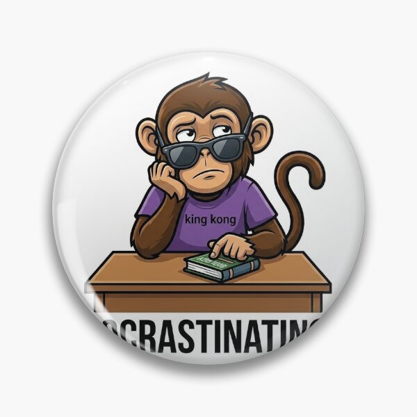 Item preview, Procrastinating Monkey Sticker | Study Delay Meme | Student Humor meme  Cartoon designed and sold by Newkidshub.