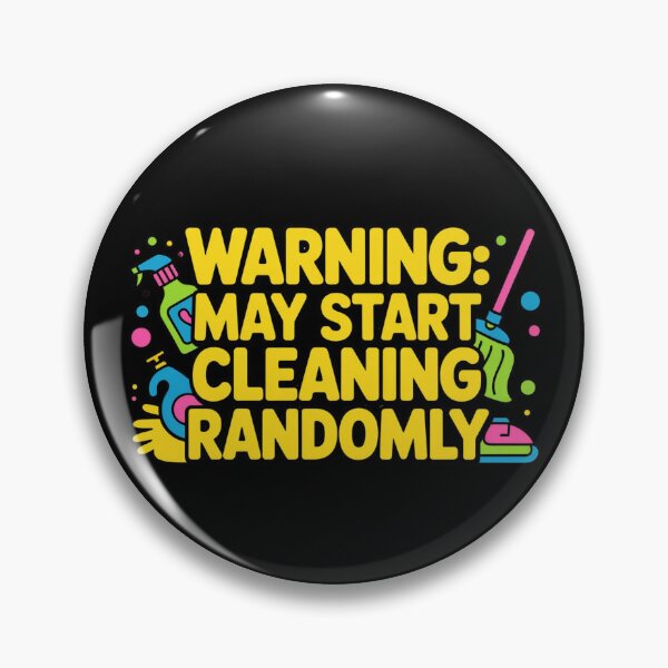 Item preview, Warning May Start Cleaning Randomly Funny Cleaner Humor Bold Graphic Shirt designed and sold by YourTrendyTees.
