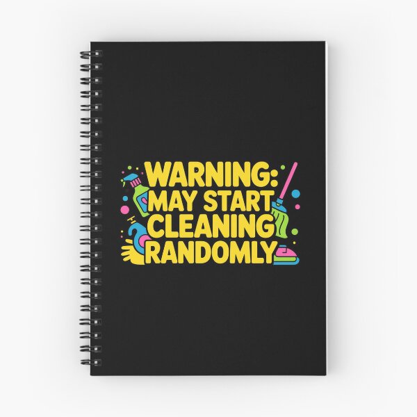 Item preview, Warning May Start Cleaning Randomly Funny Cleaner Humor Bold Graphic Shirt designed and sold by YourTrendyTees.