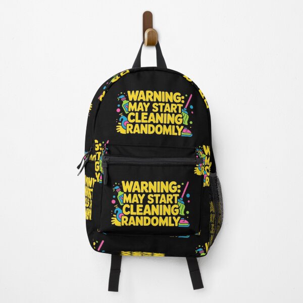 Item preview, Warning May Start Cleaning Randomly Funny Cleaner Humor Bold Graphic Shirt designed and sold by YourTrendyTees.