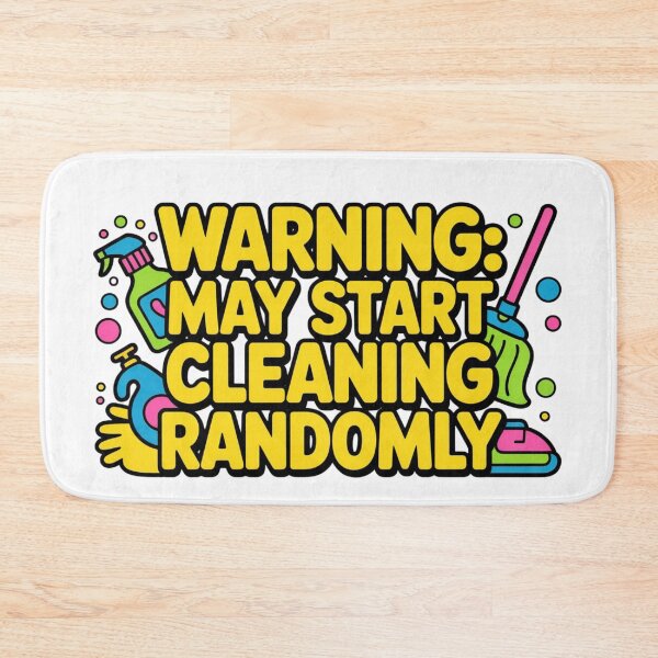 Item preview, Warning May Start Cleaning Randomly Funny Cleaner Humor Bold Graphic Shirt designed and sold by YourTrendyTees.