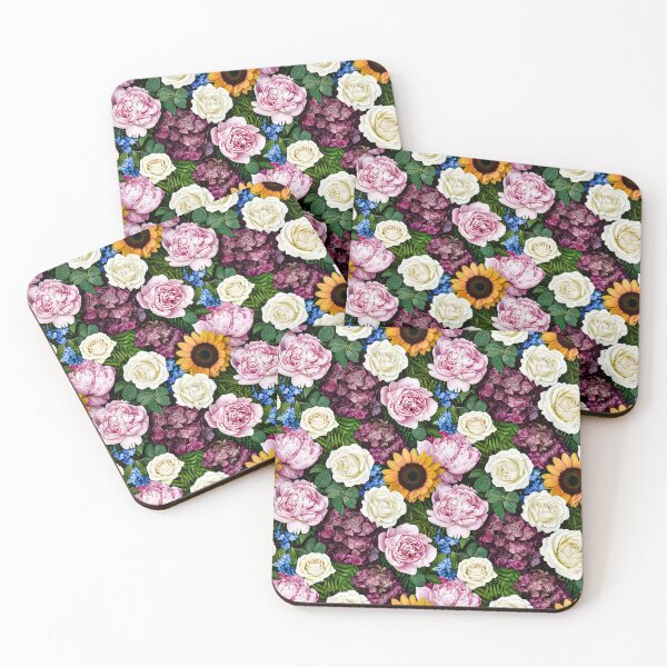 Item preview, Luxury Peony Rose Sunflower Floral Pattern designed and sold by IntelliMindDesigns.