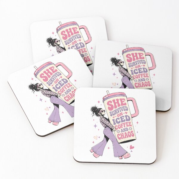 Item preview, Mom Life Caffeine Humor - She Survived on Iced Coffee and Chaos designed and sold by CutOutIdols.