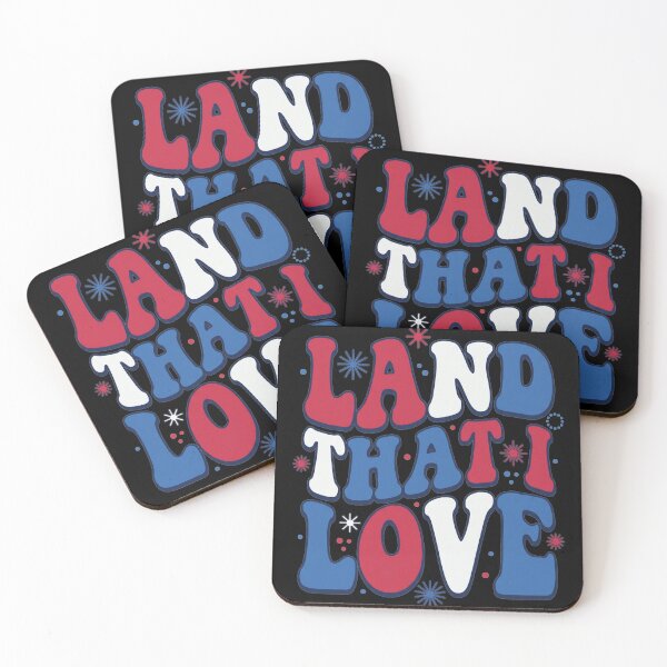 Item preview, Retro Land That I Love Groovy Patriotic Wavy Typography designed and sold by TeNovaStudio.