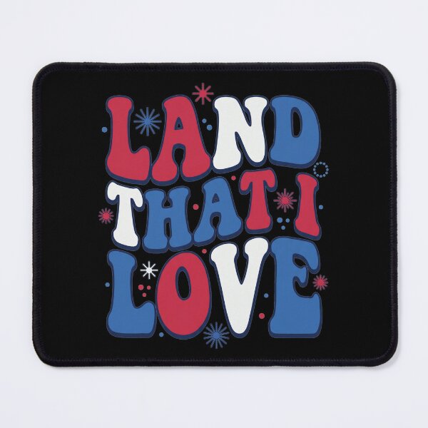 Item preview, Retro Land That I Love Groovy Patriotic Wavy Typography designed and sold by TeNovaStudio.