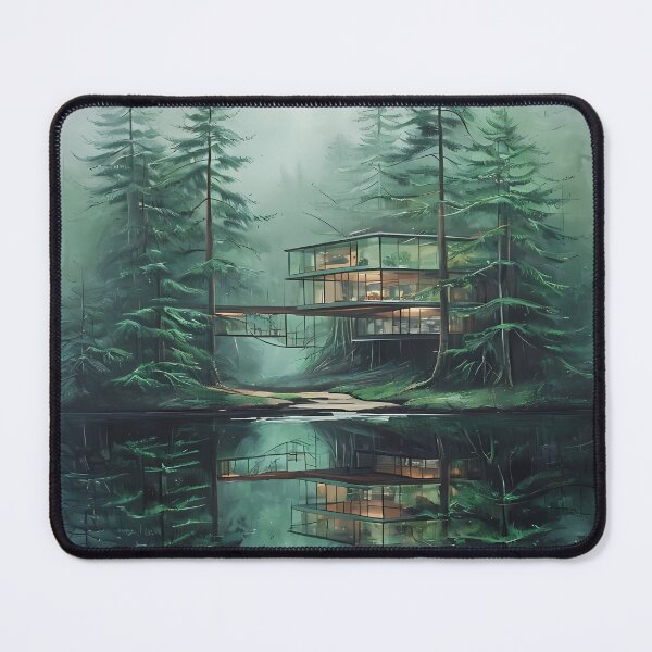 Item preview, REFLECTIONS OF PEACE - Modern Lake House Architecture designed and sold by Modern Nest Art.