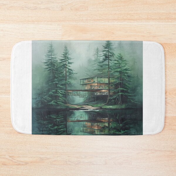 Item preview, REFLECTIONS OF PEACE - Modern Lake House Architecture designed and sold by Modern Nest Art.