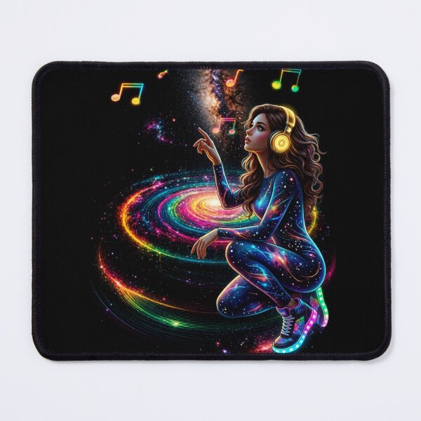 Item preview, Cosmic Girl Listening to Music in Galaxy - Neon Space Aesthetic designed and sold by KireaDesigns.