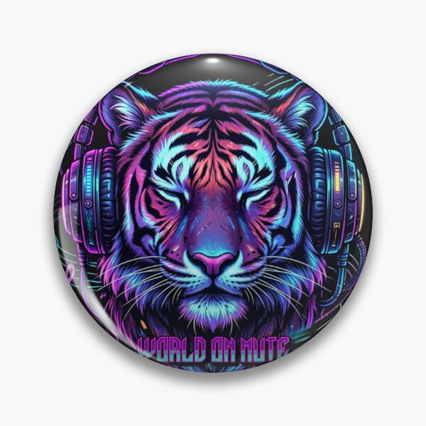 Item preview, World On Mute Cyberpunk Tiger Headphones Music Lover Design designed and sold by StillWildink.