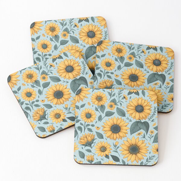 Item preview, Minimal Sunflower Toss on Pale Blue designed and sold by Apex Designs.