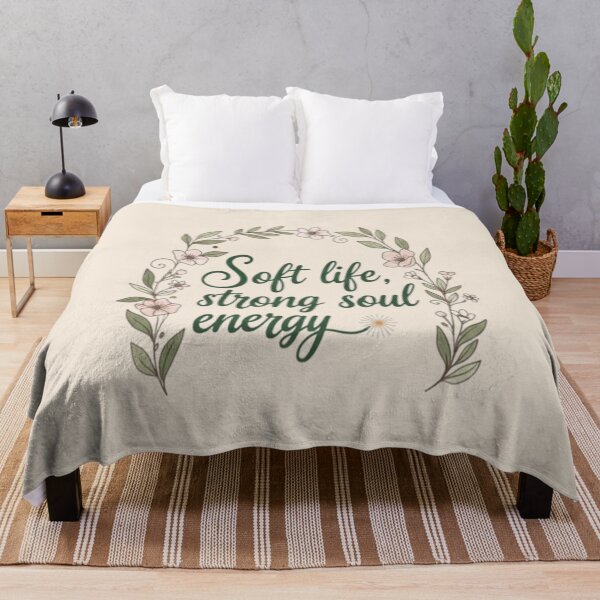 Item preview, Soft Life Strong Soul Energy – Floral Boho Typography Design designed and sold by ArthUpscale.