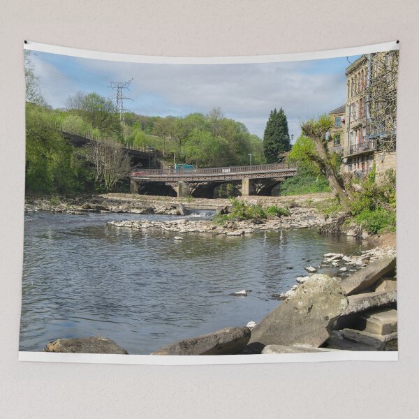 Item preview, River Calder At Sowerby Bridge Old County Bridge Photograph designed and sold by ArtworkNorth.