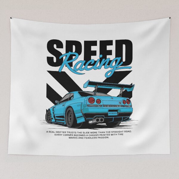 Item preview, JDM Street Racing Car T-Shirt | Retro Japanese Drift Car Graphic | Widebody Blue Sports Car Tee designed and sold by amareshdas008.