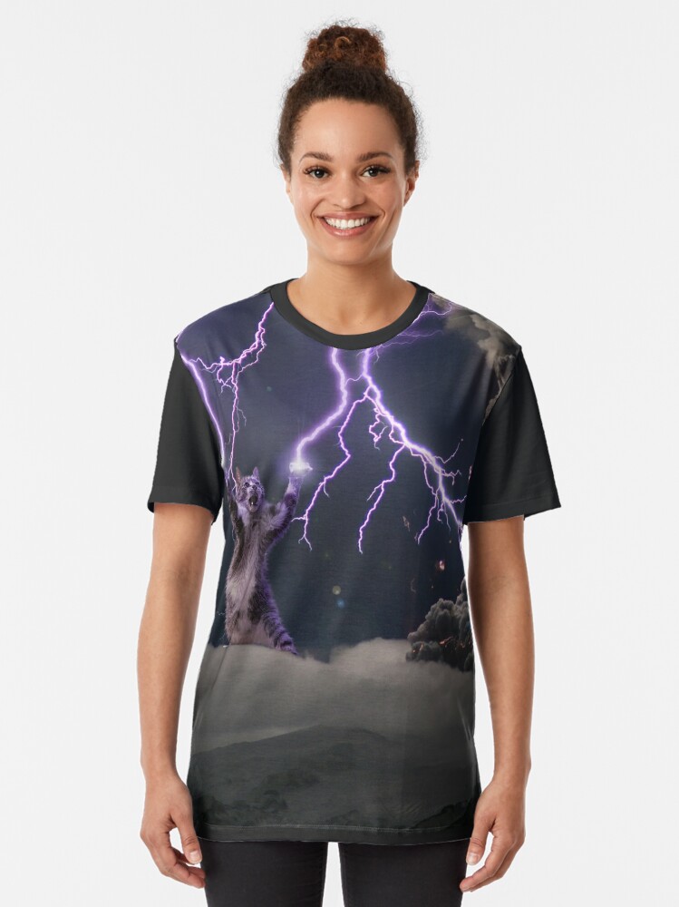 Lightning Cat Graphic T-Shirt for Sale by VersaceTears