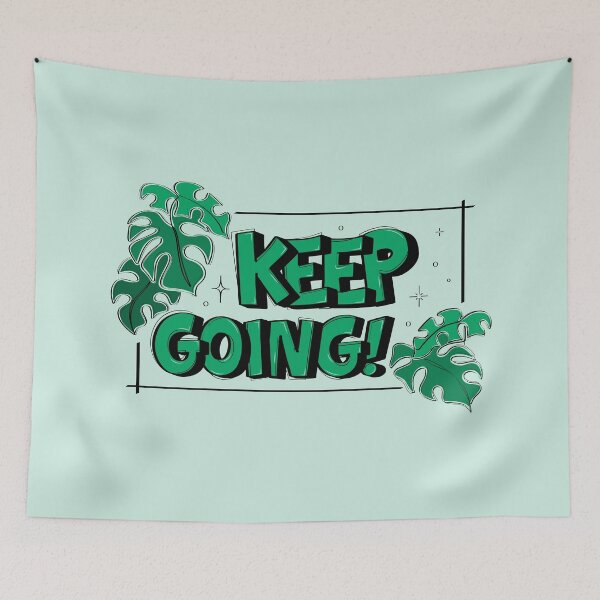 Item preview, Keep Going Motivational Quote Green Tropical Monstera Leaf Handlettering designed and sold by eunikefebe.