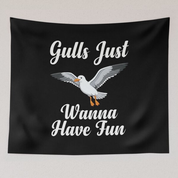 Item preview, Gulls Just Wanna Have Fun Seagull Bird Beach Ocean Humor designed and sold by FormalDehyena.