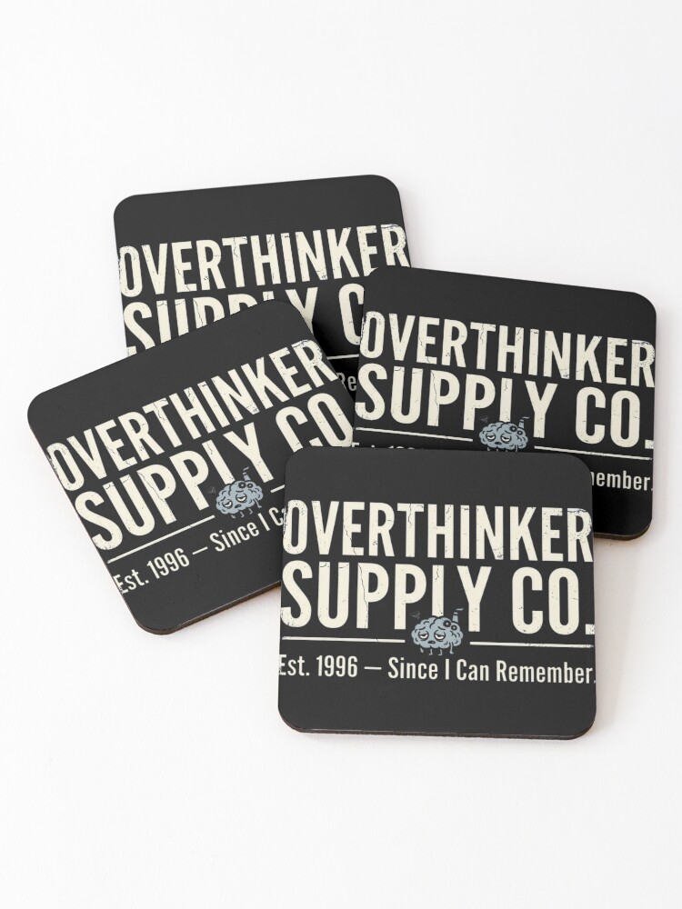 Thumbnail 1 of 5, Coasters (Set of 4), Overthinker Humor Retro designed and sold by Emamify.