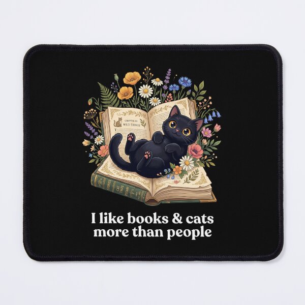 Item preview, I Like Books & Cats More Than People Cat Lover Bookworm Reader Introvert designed and sold by FormalDehyena.