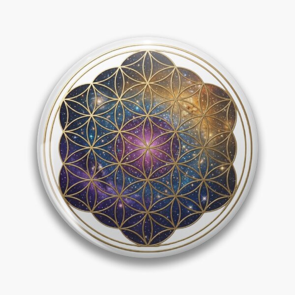 Item preview, Celestial Flower of Life - Golden Geometric Galaxy Circle Art designed and sold by KireaDesigns.