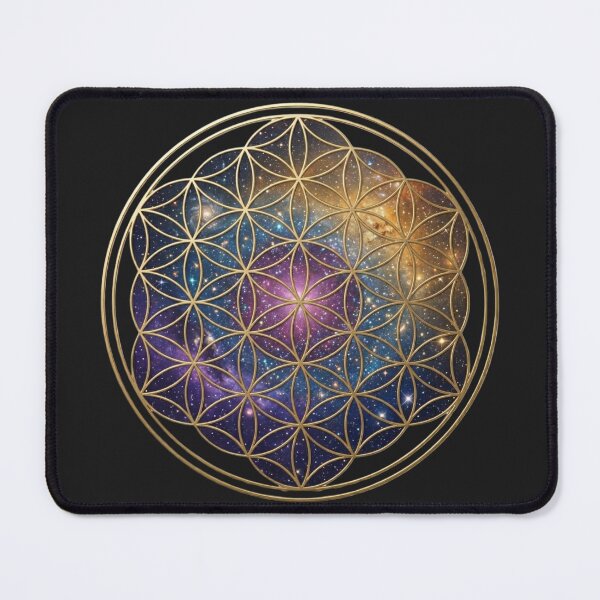 Item preview, Celestial Flower of Life - Golden Geometric Galaxy Circle Art designed and sold by KireaDesigns.
