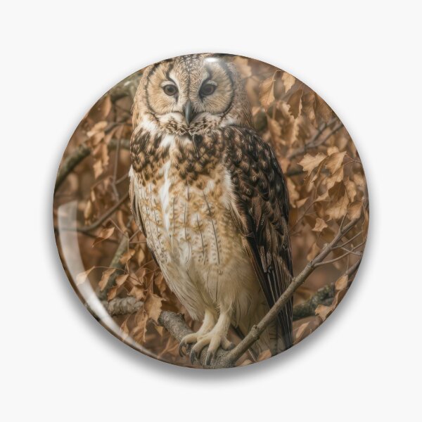 Item preview, Long-eared Owl Camouflaged in Brown Leaves designed and sold by Maria Dryfhout.