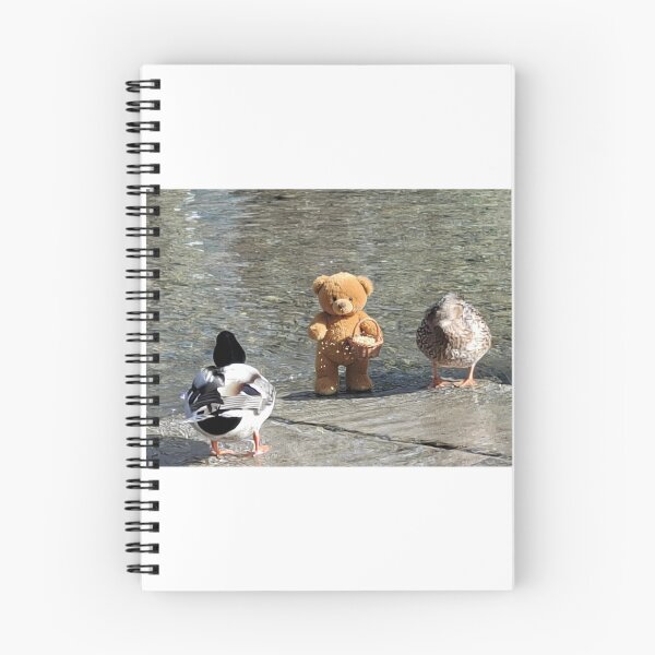 Item preview, Plush Bear Feeding Ducks in a Peaceful Nature Scene designed and sold by pasalagabriela.