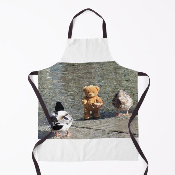 Item preview, Plush Bear Feeding Ducks in a Peaceful Nature Scene designed and sold by pasalagabriela.