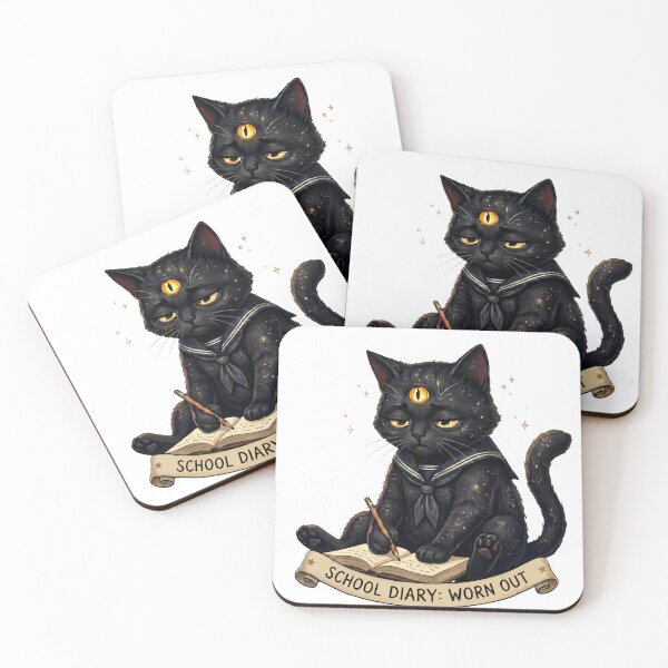 Item preview, Tired Three-Eyed Galaxy Cat - School Diary Worn Out designed and sold by TatyanaArt.