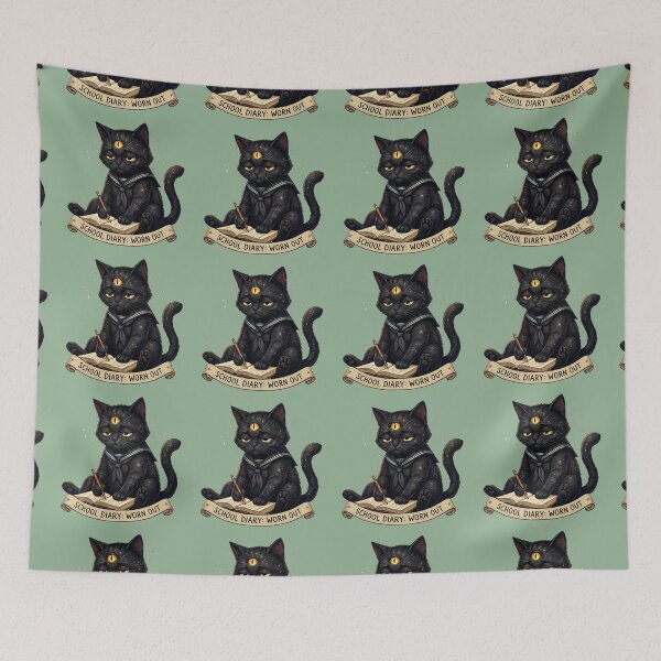 Item preview, Tired Three-Eyed Galaxy Cat - School Diary Worn Out designed and sold by TatyanaArt.