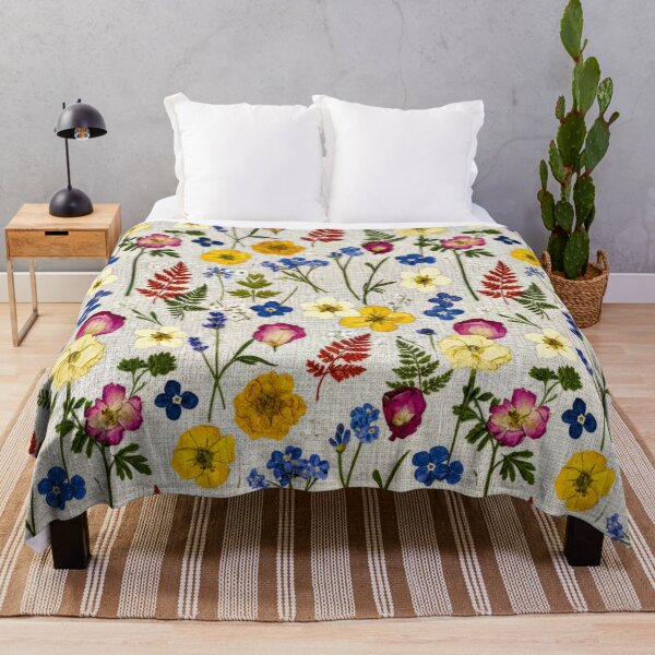 Item preview, Natural Linen Wildflower Botanical Pattern designed and sold by IntelliMindDesigns.