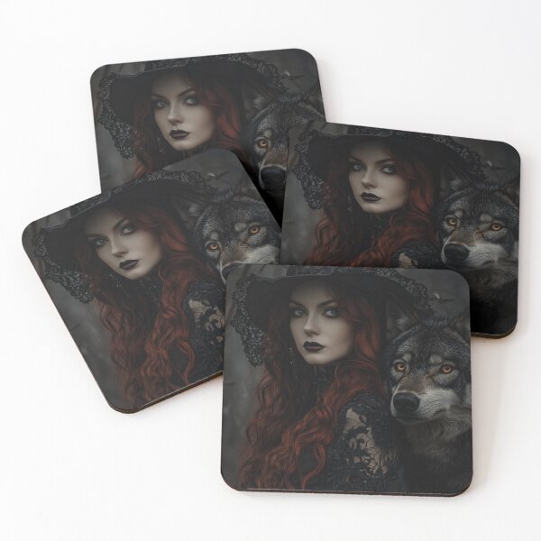 Item preview,  Witch and Wolf Familiar Gothic Fantasy Art Print designed and sold by WhimsyWink.