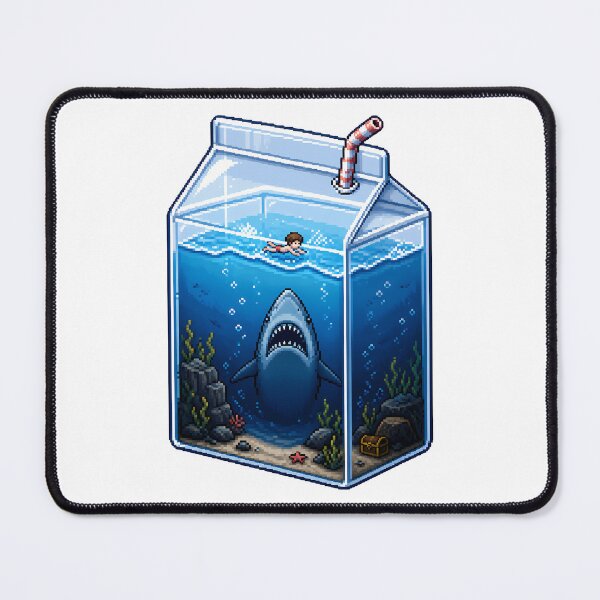 Item preview, Milk Carton Shark Pixel Art – Retro Ocean Scene designed and sold by Anteverse.