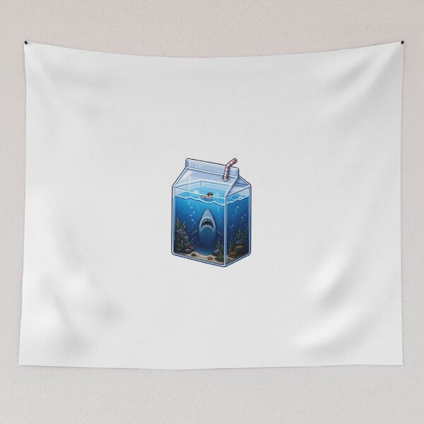 Item preview, Milk Carton Shark Pixel Art – Retro Ocean Scene designed and sold by Anteverse.