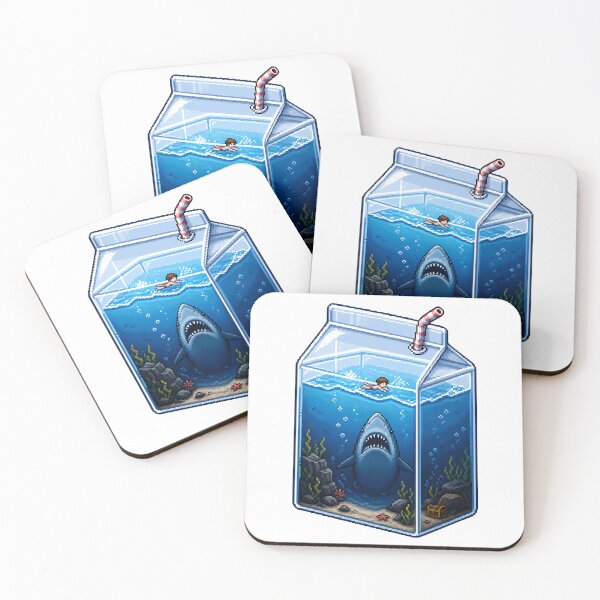 Item preview, Milk Carton Shark Pixel Art – Retro Ocean Scene designed and sold by Anteverse.