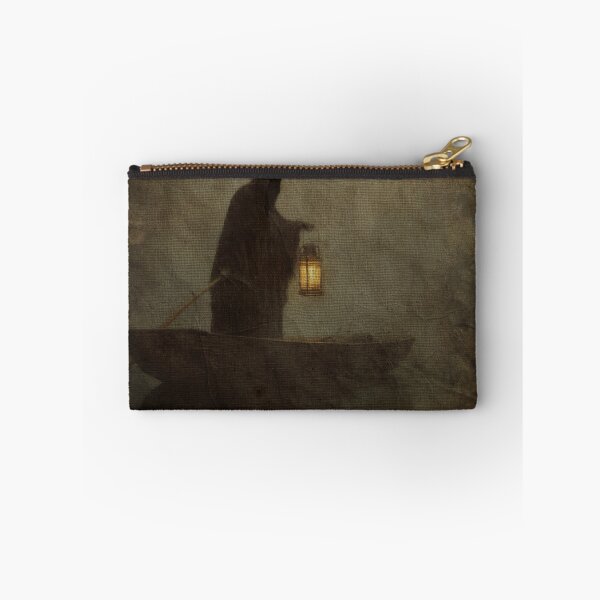 Item preview, Lonely Ferryman, Dark Fantasy Boat Scene, Gothic Lantern Figure, Haunted Journey Aesthetic designed and sold by CosmicAnomaly.