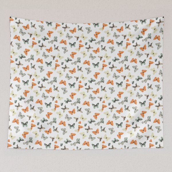 Item preview, Vintage Butterfly Pattern Aesthetic Wallpaper | Orange & Blue Butterfly Art designed and sold by PixelVibe Art.