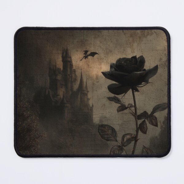 Item preview, Dark Gothic Rose with Castle, Fantasy Landscape, Black Flower, Moody Romantic Atmosphere designed and sold by CosmicAnomaly.