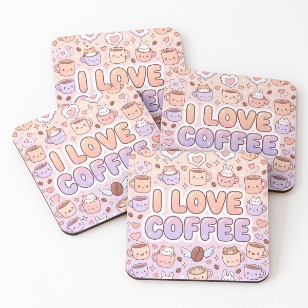 Item preview, I Love Coffee Kawaii Pattern designed and sold by Itsheartshop.