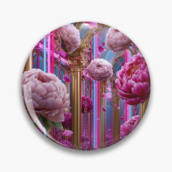 Item preview, Neon Peony Cathedral – Rococo Punk Floral Fantasy designed and sold by VelvetThornsArt.