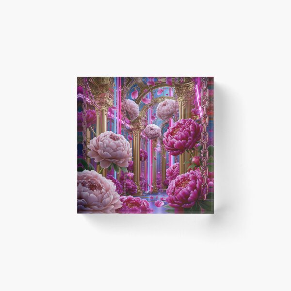 Item preview, Neon Peony Cathedral – Rococo Punk Floral Fantasy designed and sold by VelvetThornsArt.