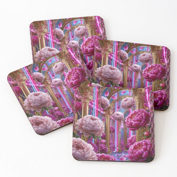 Item preview, Neon Peony Cathedral – Rococo Punk Floral Fantasy designed and sold by VelvetThornsArt.