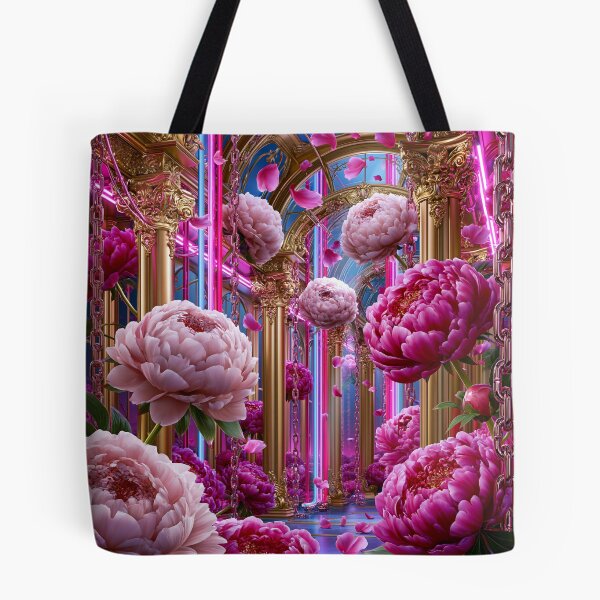 Item preview, Neon Peony Cathedral – Rococo Punk Floral Fantasy designed and sold by VelvetThornsArt.