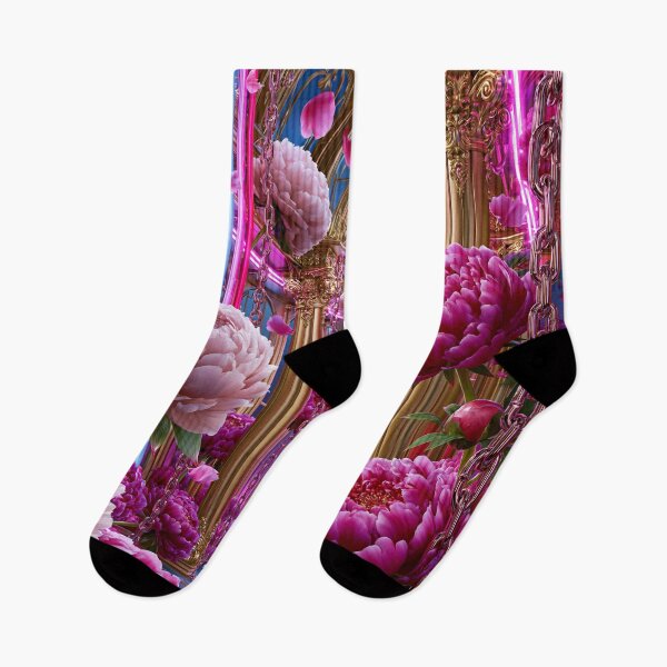Item preview, Neon Peony Cathedral – Rococo Punk Floral Fantasy designed and sold by VelvetThornsArt.